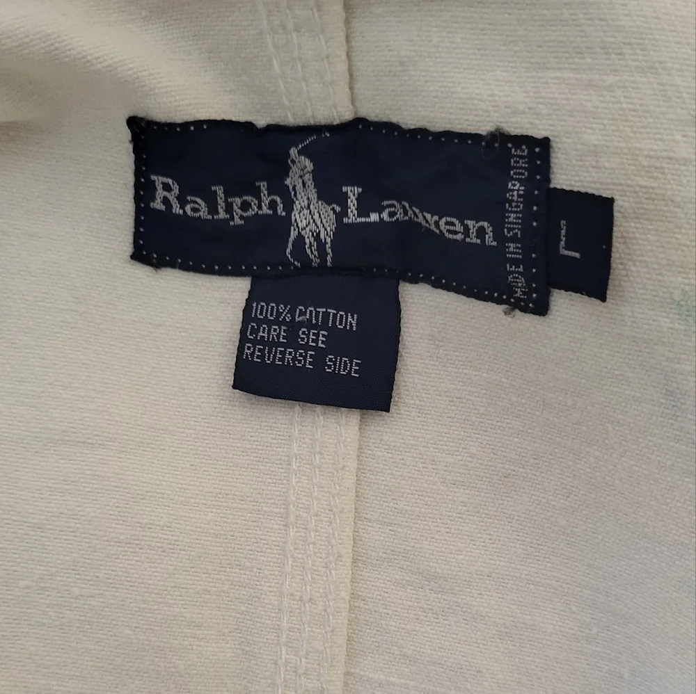 360. Polo Ralph Lauren Painted White Denim Jean Jacket - Size Large - Picture 7 of 7
